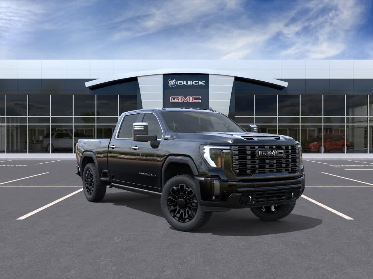 2026 GMC Sierra 2500 HD Denali Ultimate in Onyx Black — front three-quarter view