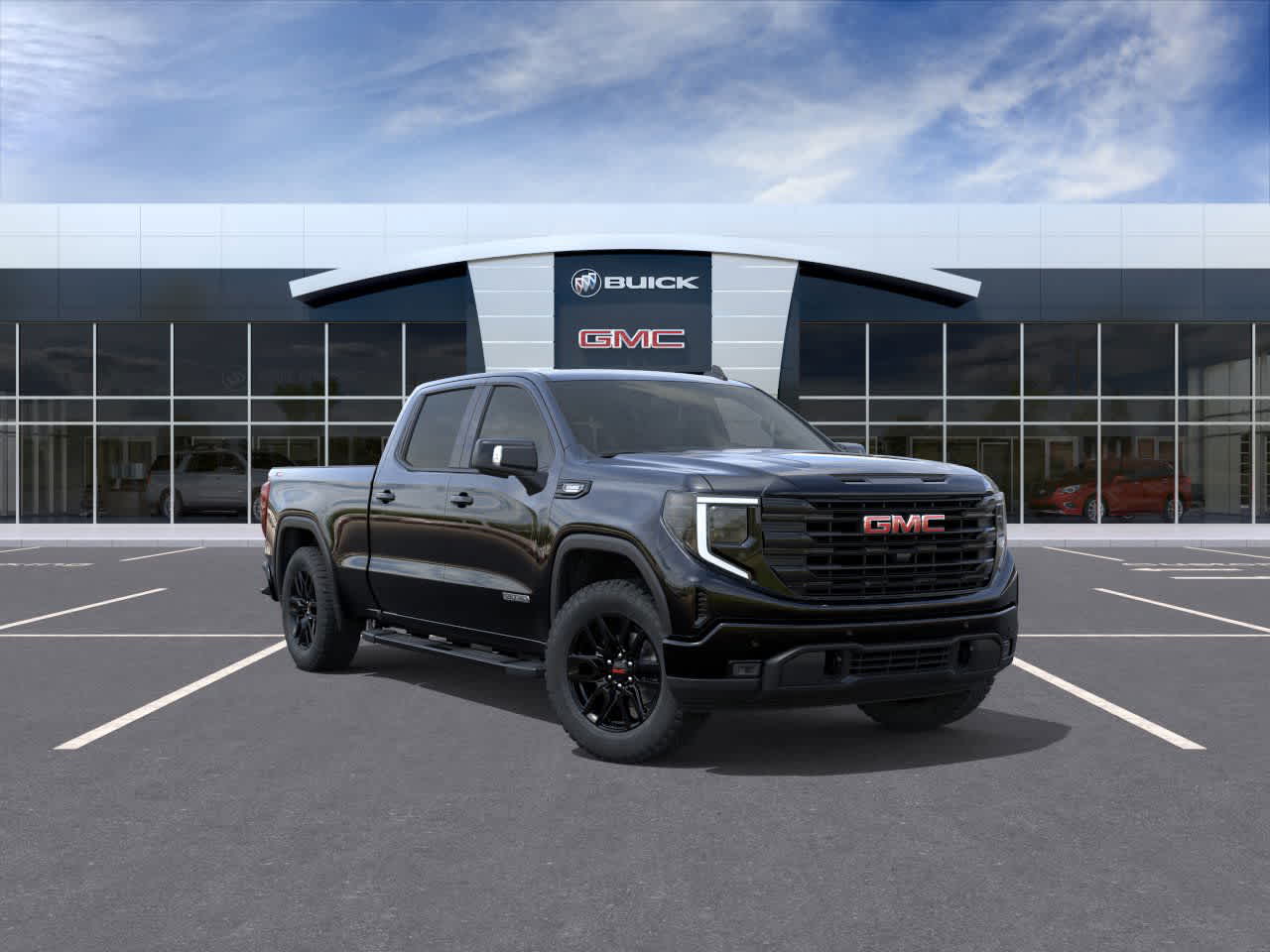 2026 GMC Sierra 1500 Elevation in Onyx Black — front three-quarter view