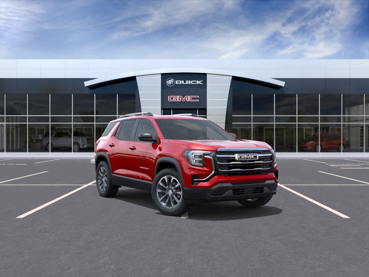2027 GMC Terrain AWD Elevation in Volcanic Red Tintcoat — front three-quarter view
