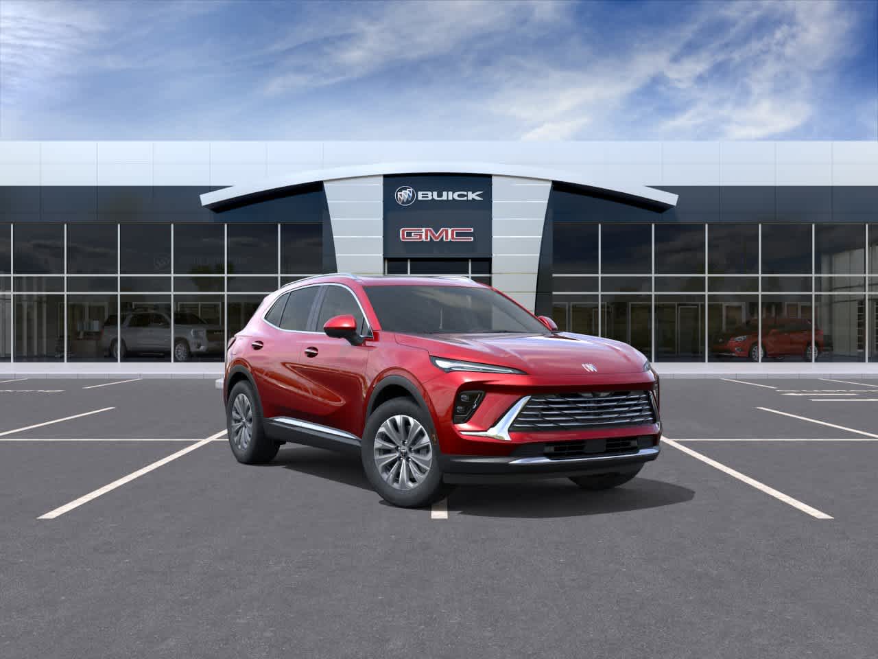 2026 Buick Envision Preferred in Brilliant Red — front three-quarter view